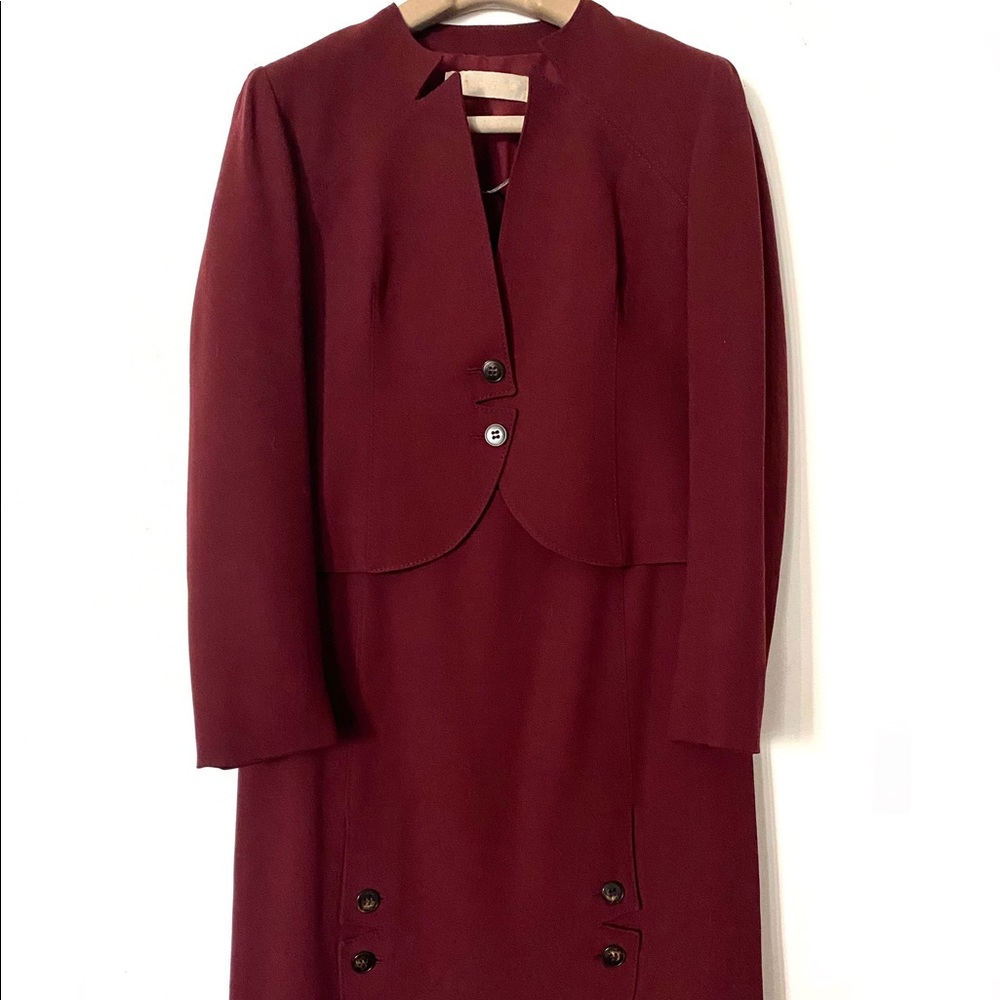 EUC Valentino Wool Skirt Suit Burgundy Sz 10 Italy